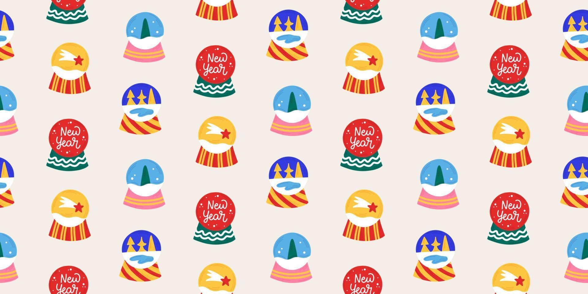 Christmas New Year pattern with snow balls in hand drawn. Seamless for textiles, packaging, backgrounds, postcards. vector