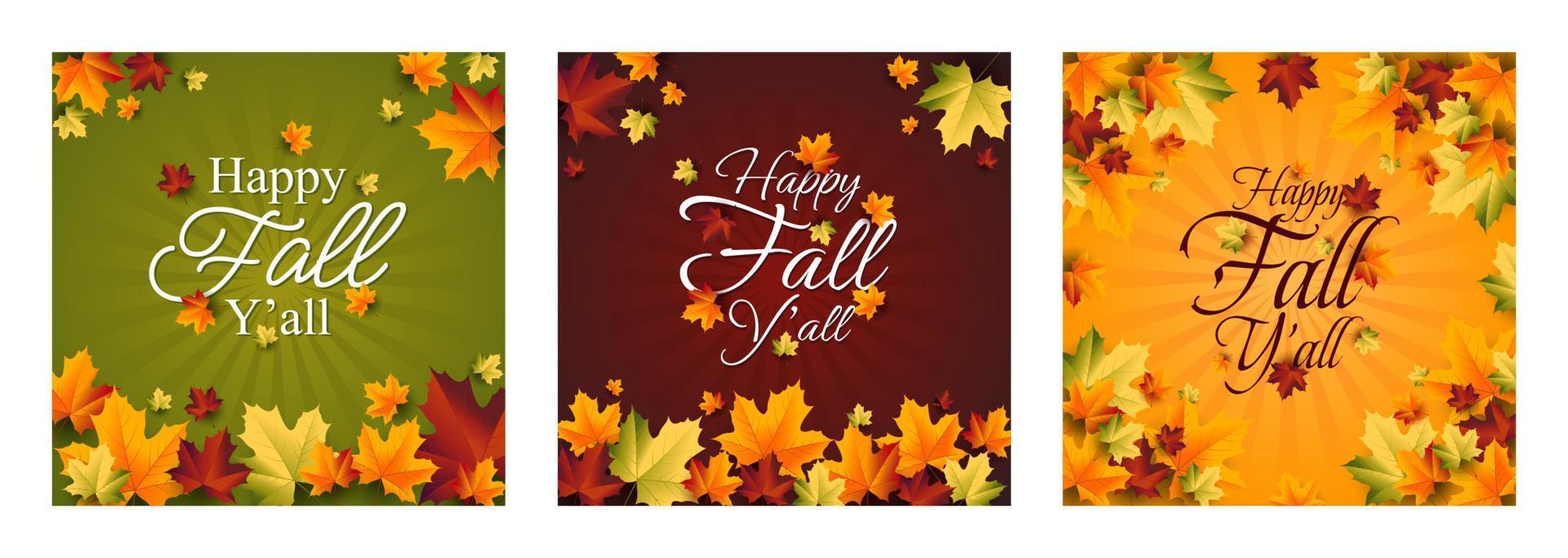 Autumn Background, set of abstract backgrounds with leave frame, autumn sale, banner, posters, cover design templates, social media wallpaper stories happy fall yall vector