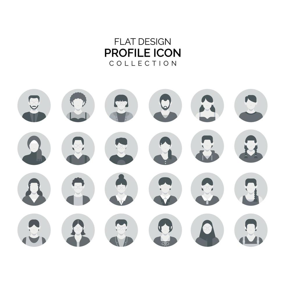 Flat design profile icon collection. Profile avatar design pack. vector