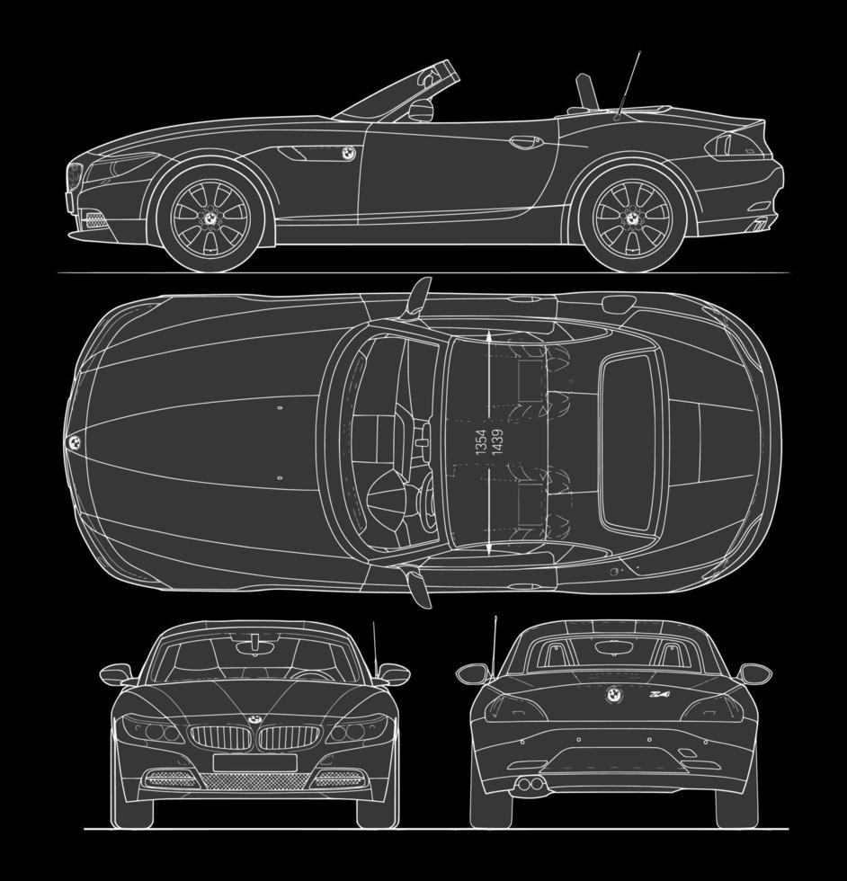 2009 BMW Z4 E89 Cabriolet blueprints vector