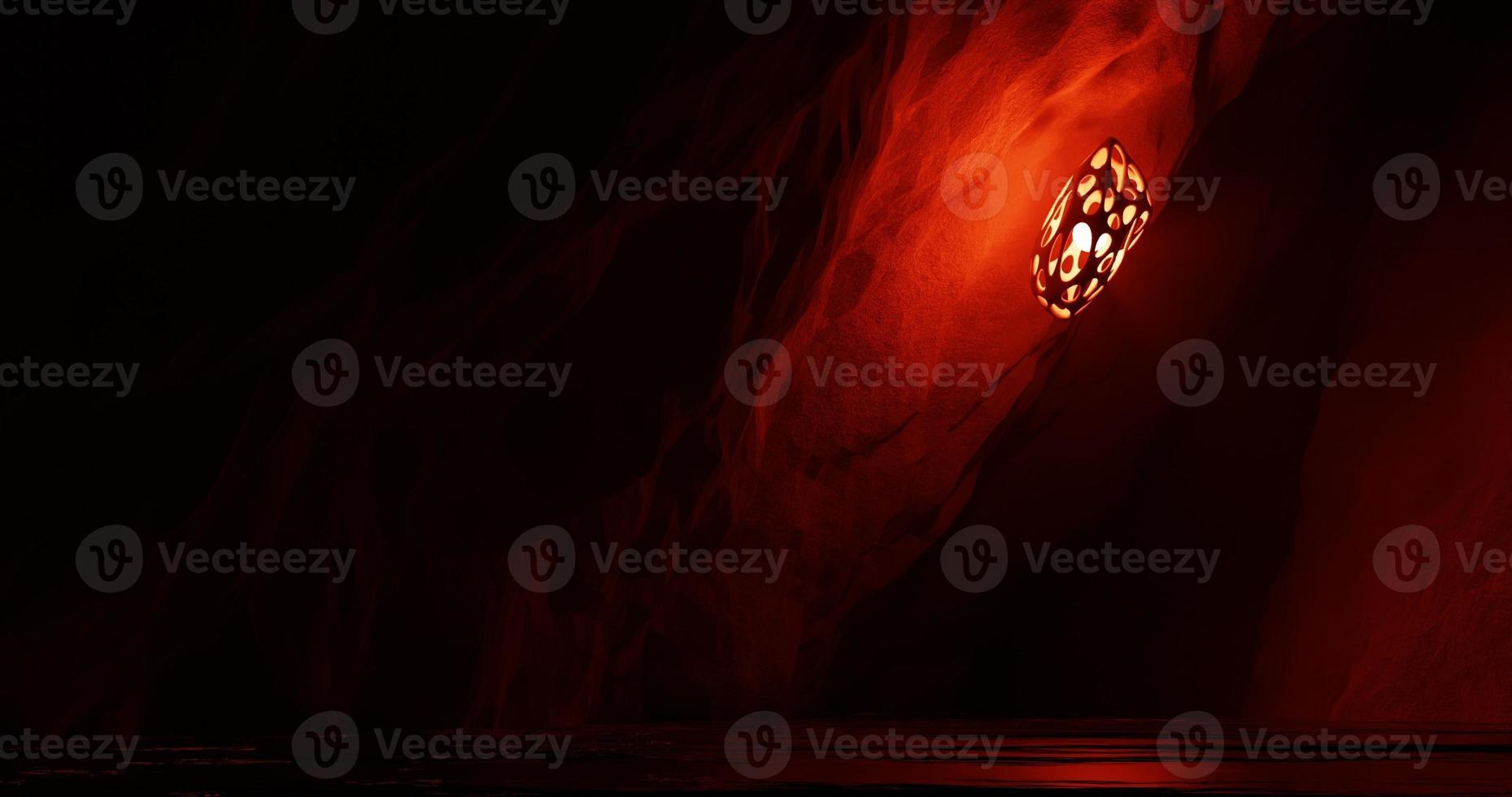 abstract background using sci fi environment illustration in diagonal cave and there is a red light stuck to the wall, 3d rendering and 4K size photo