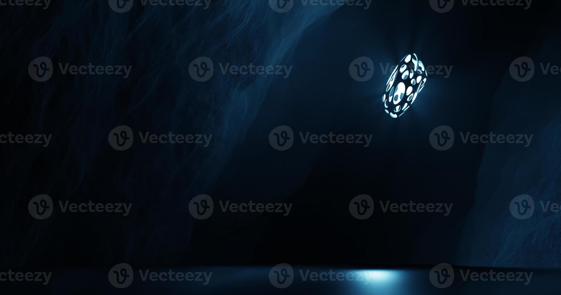 abstract background using sci fi environment illustration in diagonal cave and there are blue lights, shiny water surface in cave, 3d rendering and 4K size photo