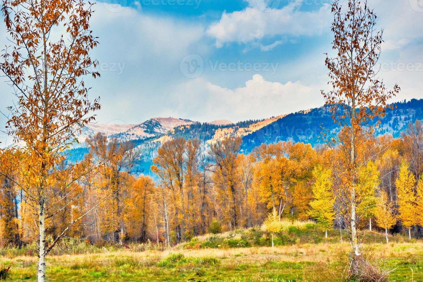 Teton mountain range Autumn landscape photo