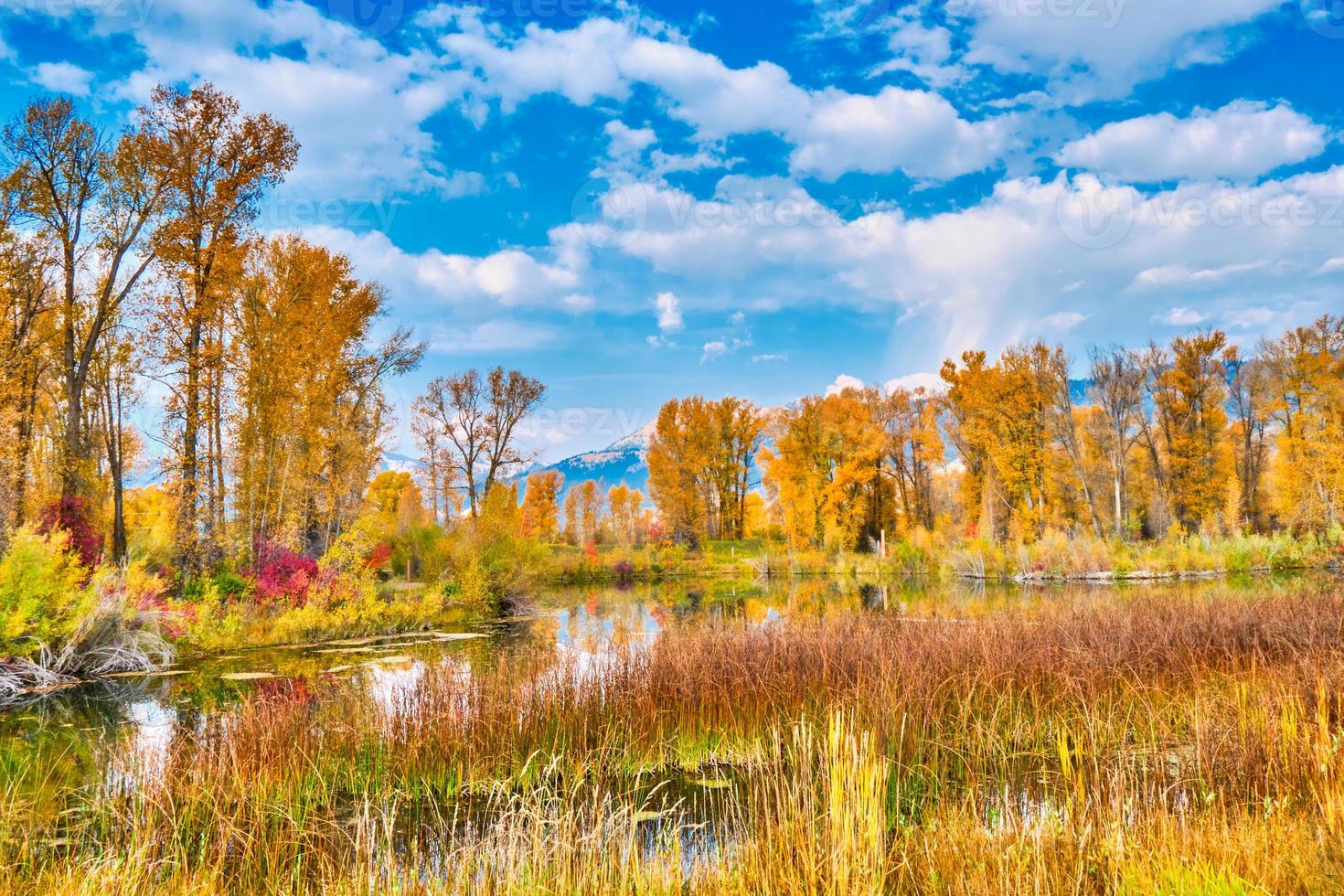 Teton mountain range Autumn landscape photo