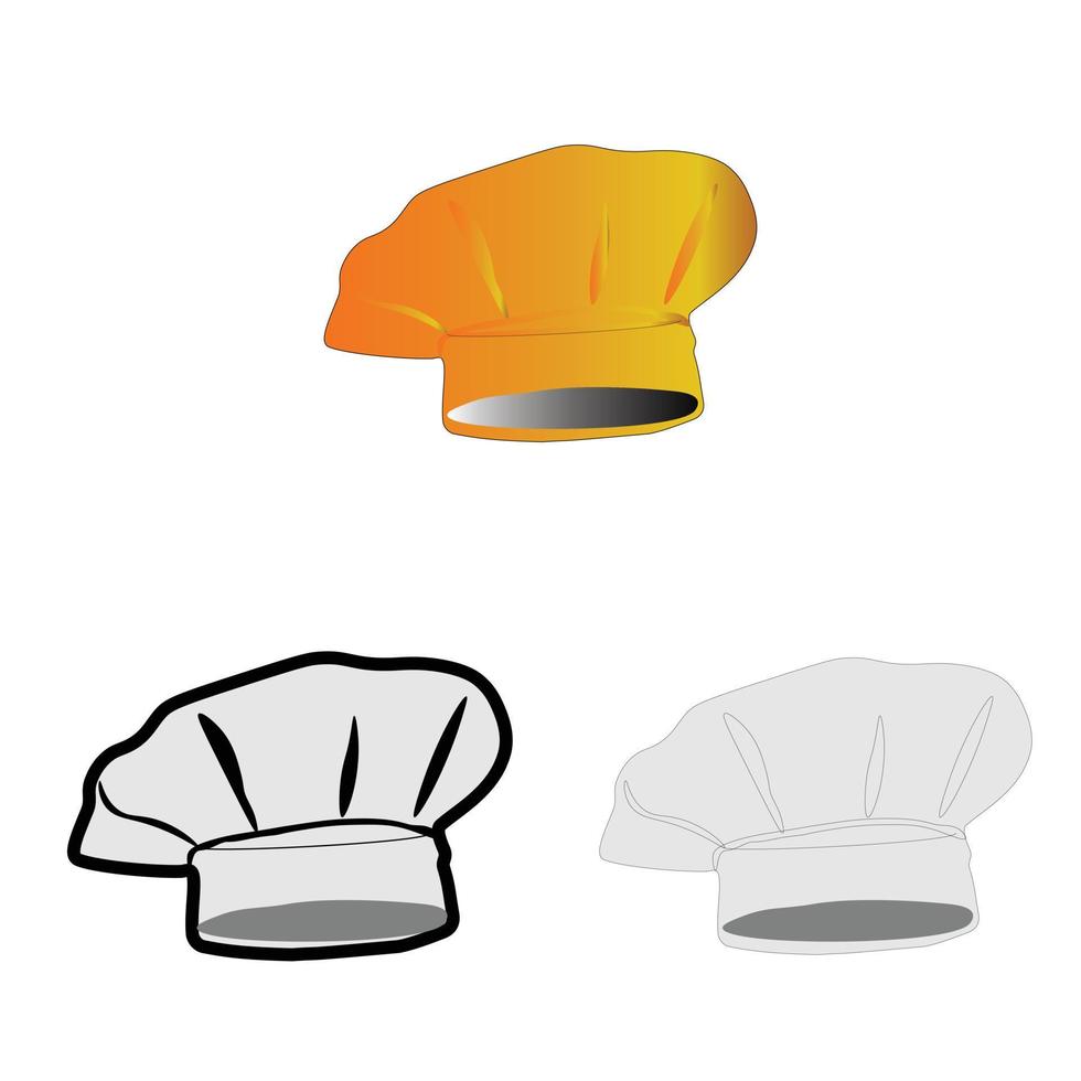 Juego de sombreros de chef para hacer pasteles dorados en 3d. plantilla de vector simple. puede usarse para íconos, redes sociales, negocios y cocina