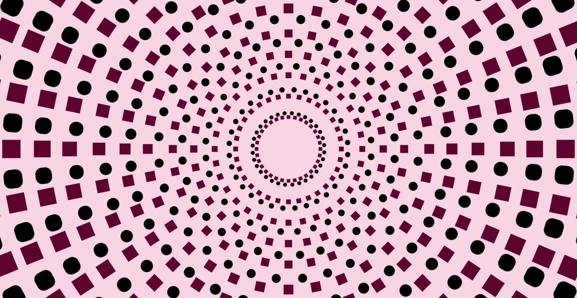 Vortex rings, a mosaic of small circles and squares. Dotted circle shape. The composition comes out of the center. vector