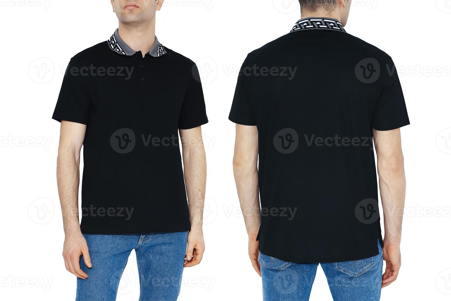 dos lados de camisetas negras con espacio de copia foto