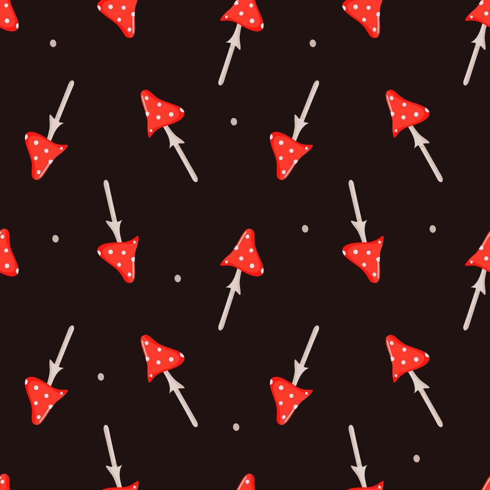 Seamless pattern fly agaric. Halloween. Poisonous mushrooms for witchcraft. Vector illustration, background wallpaper.
