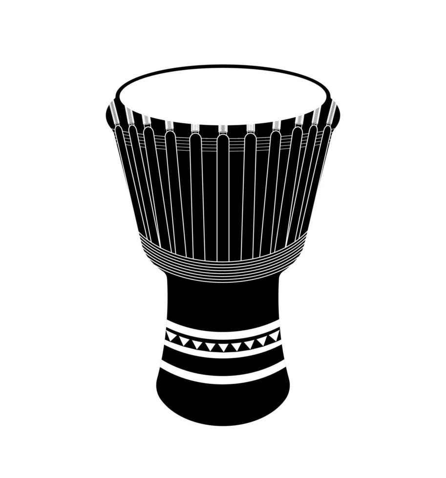 silueta djembe, instrumento musical de percusión de tambor jembe vector