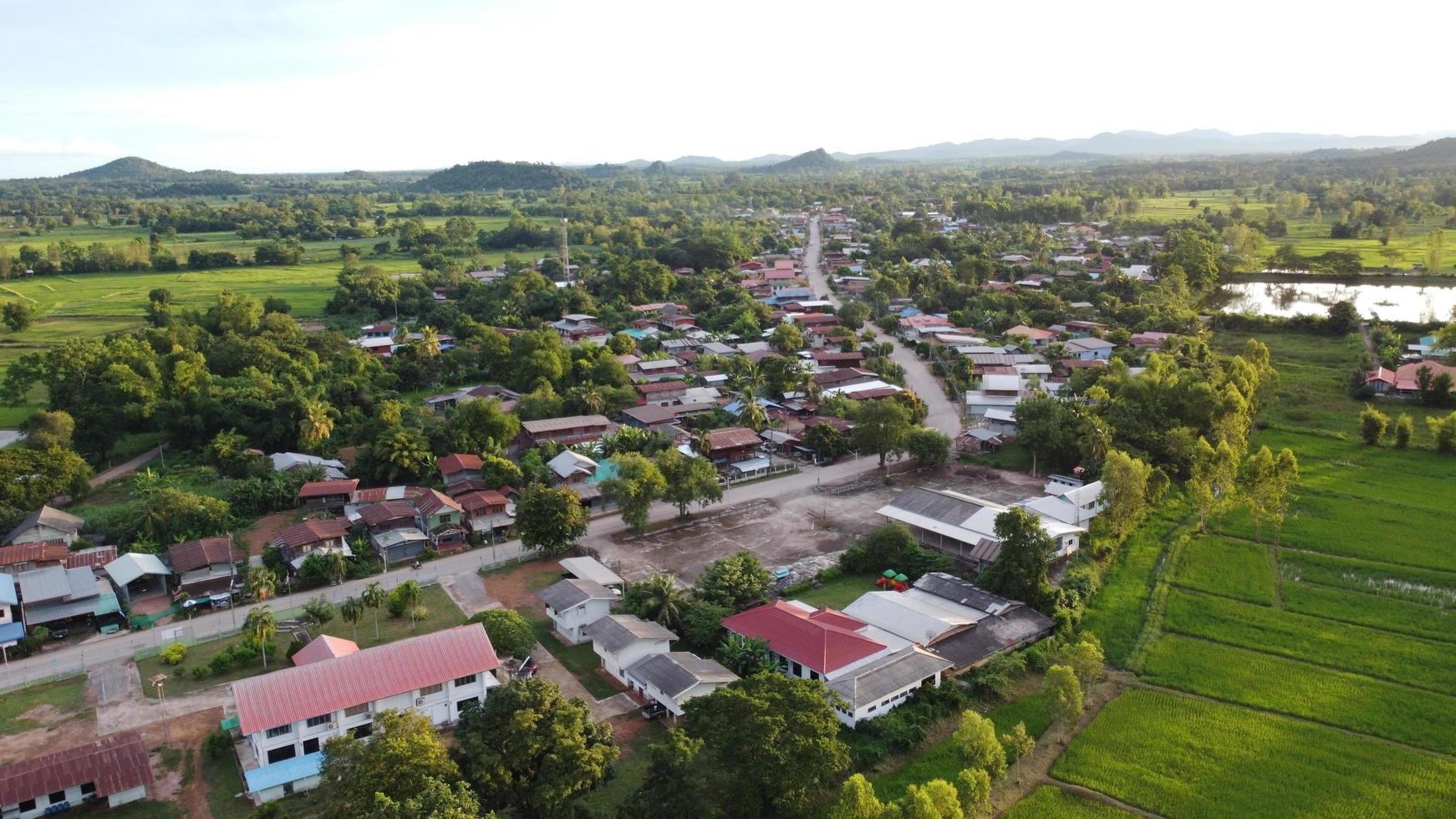 Areal view of mountain nature in Thailand. forest city. photo