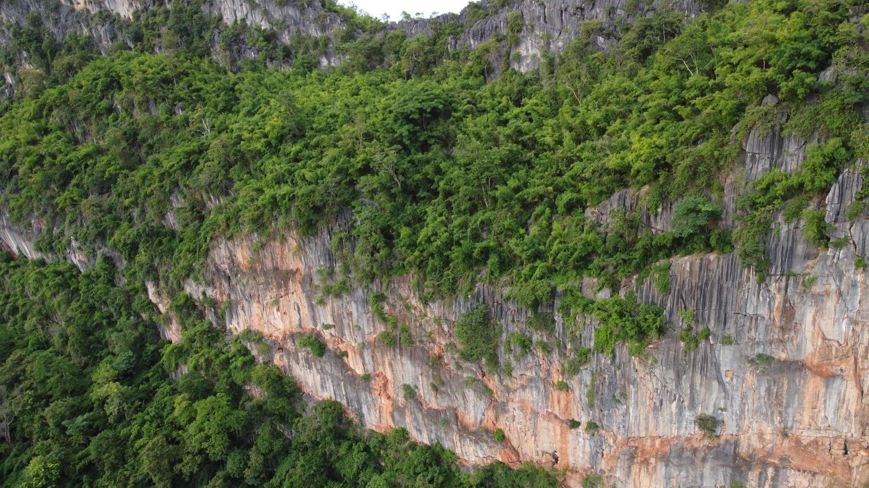 Beautiful aerial view to road with moutains and forest captured from above photo