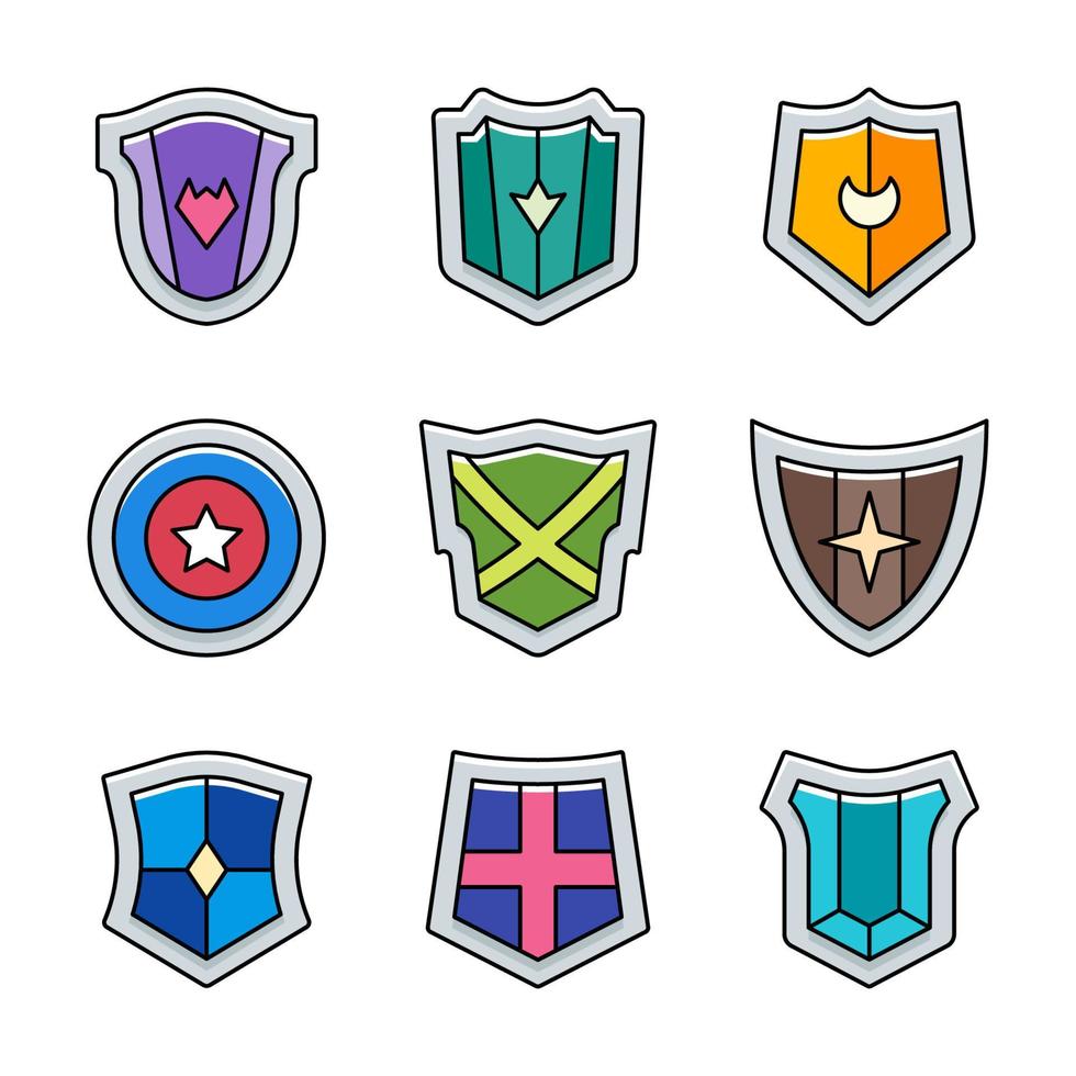 conjunto de iconos de escudo colorido vector