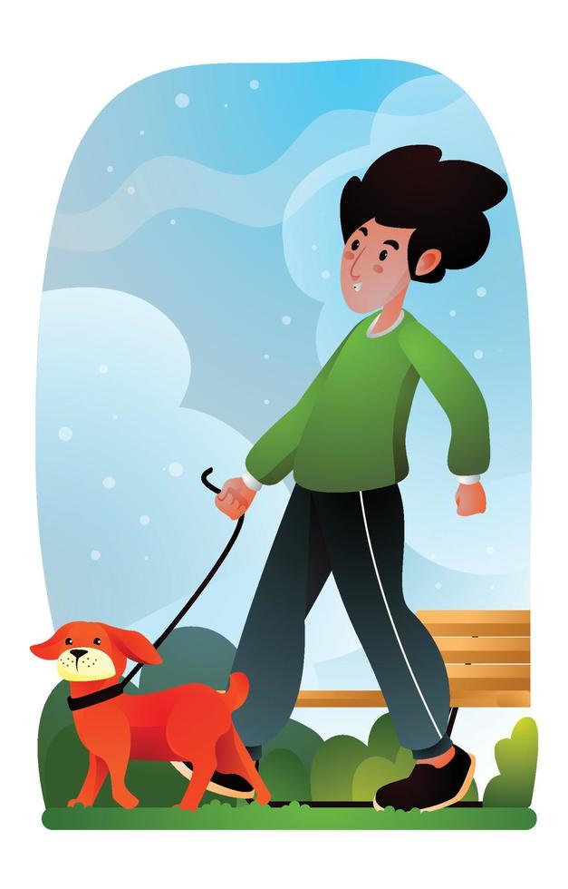 Dog Walker Character Concept vector