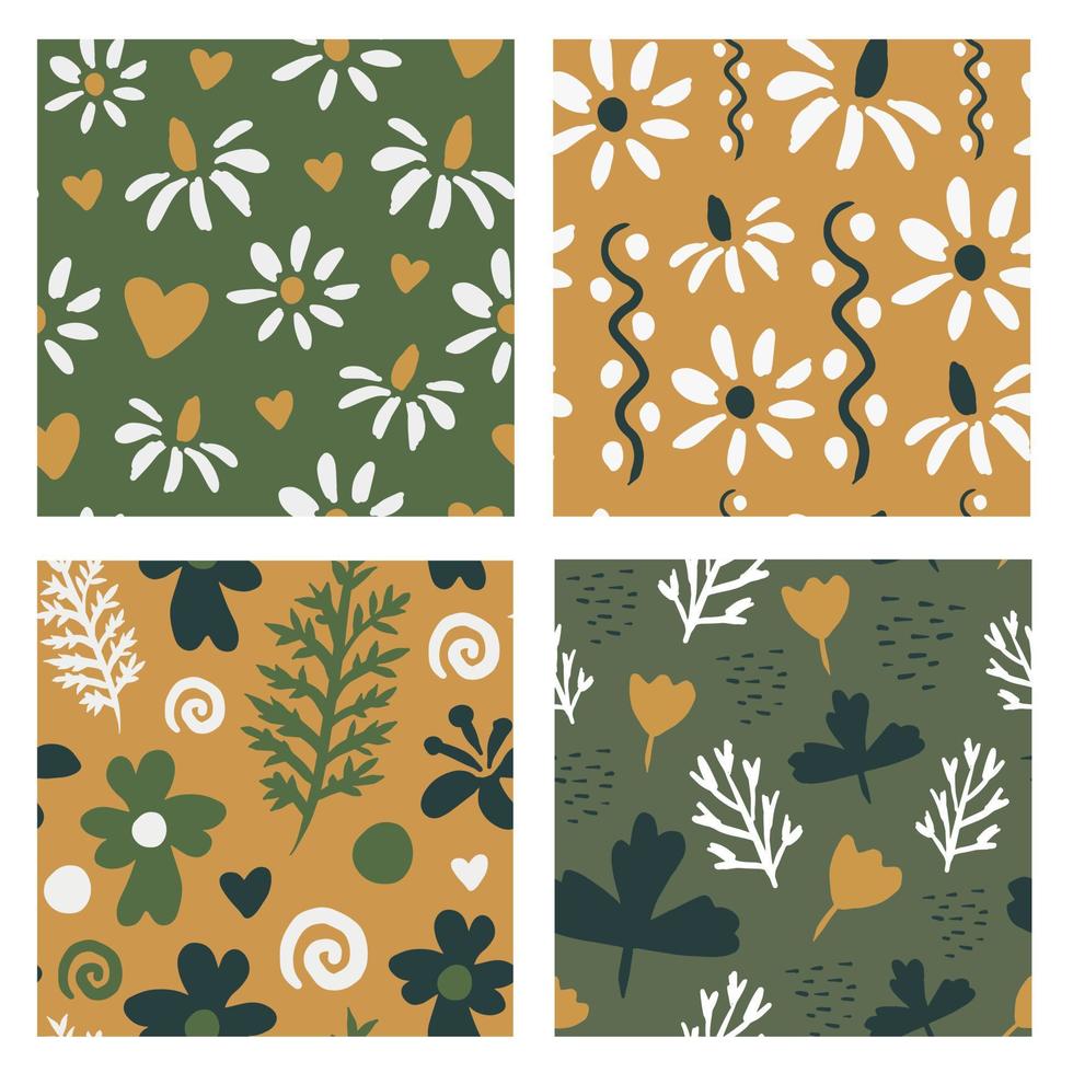 Cozy seamless patterns collection vector