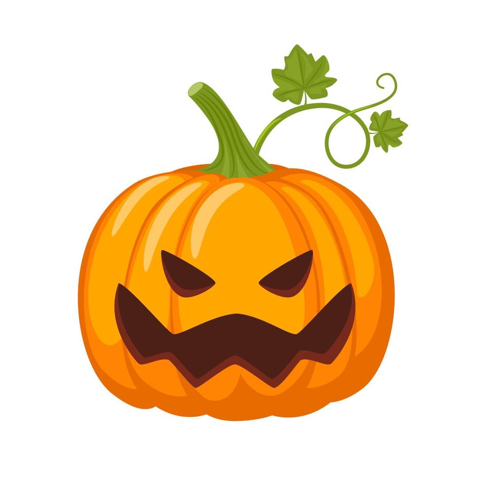 calabazas de halloween. calabaza aterradora de halloween con sonrisa, cara feliz. ilustración vectorial aislado sobre fondo blanco. símbolo de vacaciones y otoño. vector
