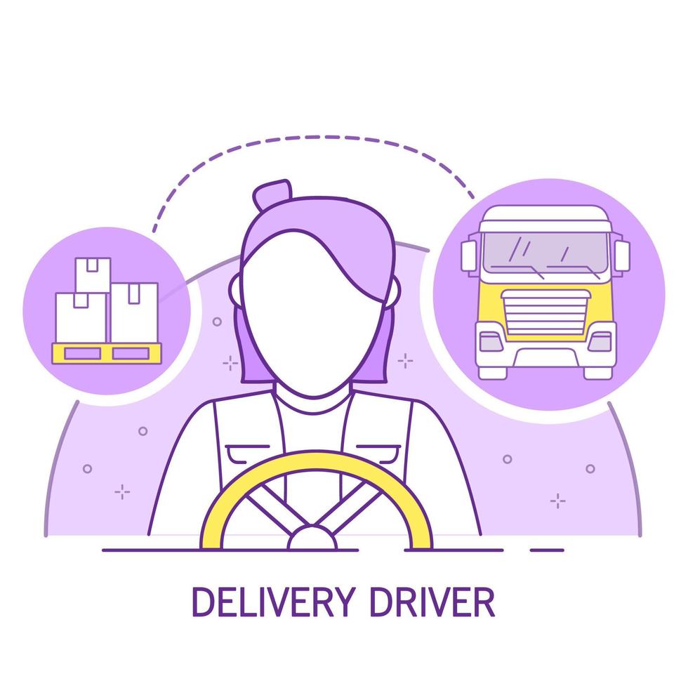 Truck driver woman icon.Line art vector.Design element for websites.Isolated on a white background. vector