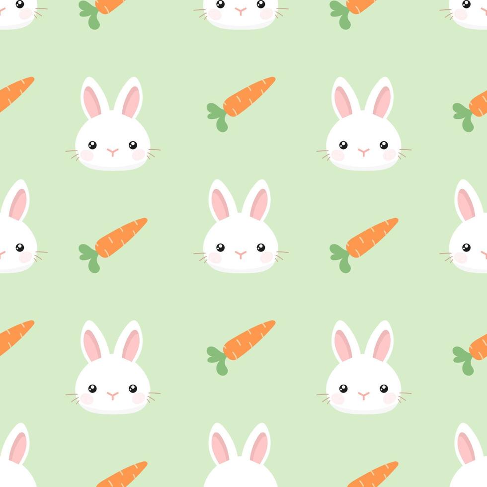 Cartoon bunny rabbit with carrot seamless pattern. Vector illustration