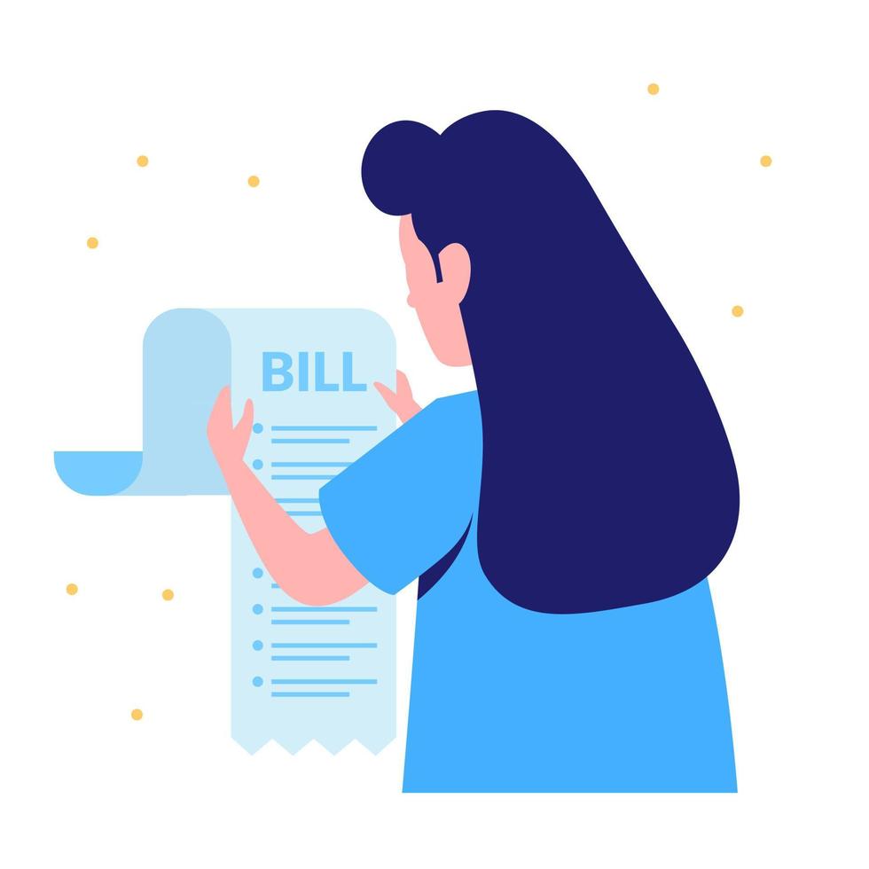 Woman holding bill paper expense for online shopping financial vector
