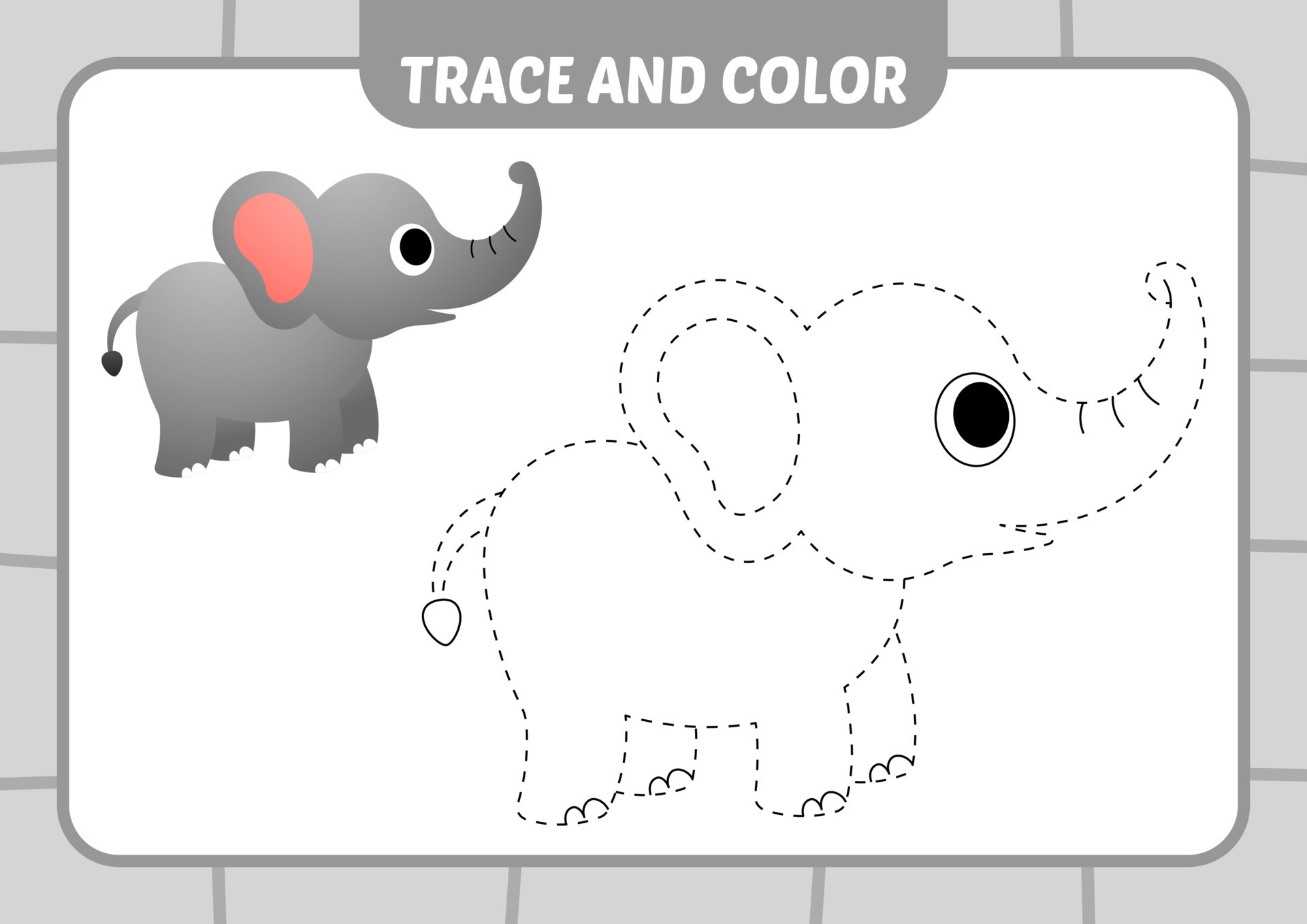 Trace and color elephant vector art icons and graphics for free download