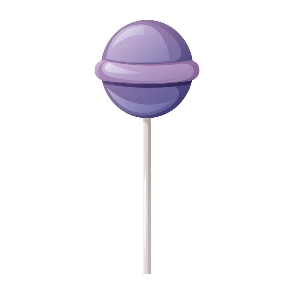 caramelo morado redondo en un palo. ilustración vectorial de dibujos animados. regalo de navidad y halloween para niños. vector