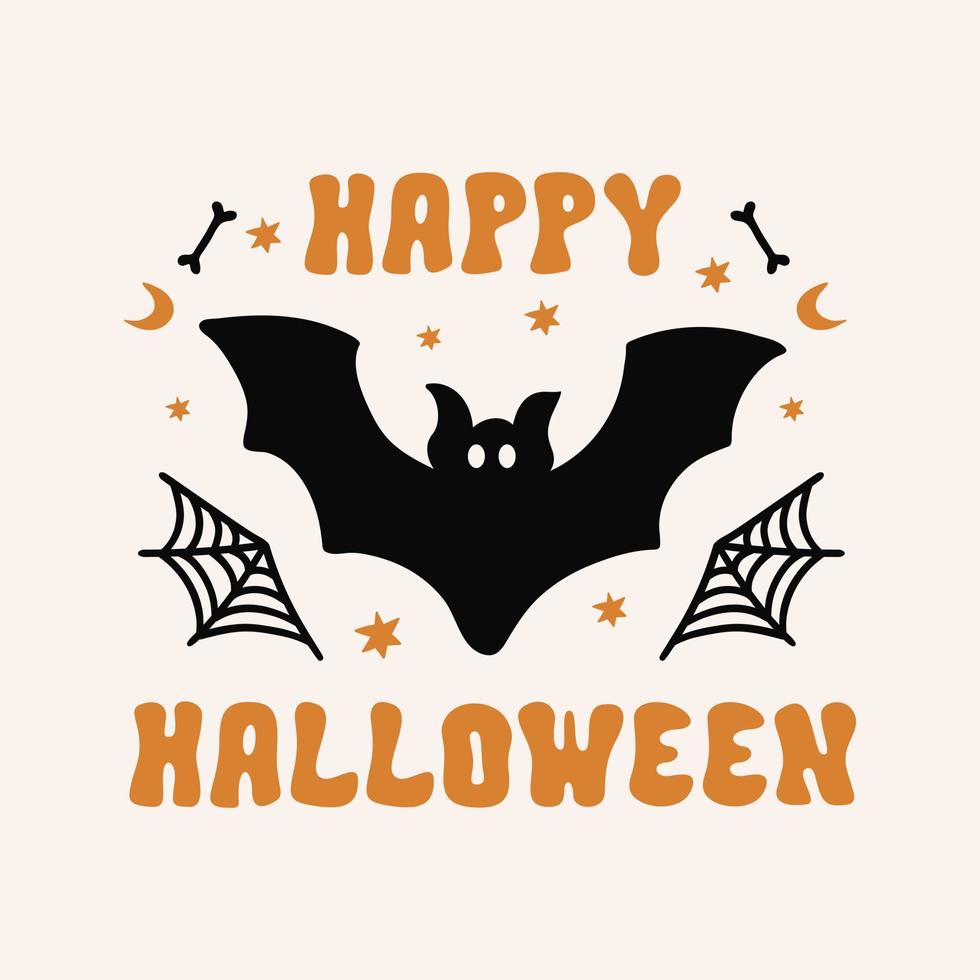 Happy Halloween colorful lettering illustration. Vector print, poster, greeting card, party invitation.