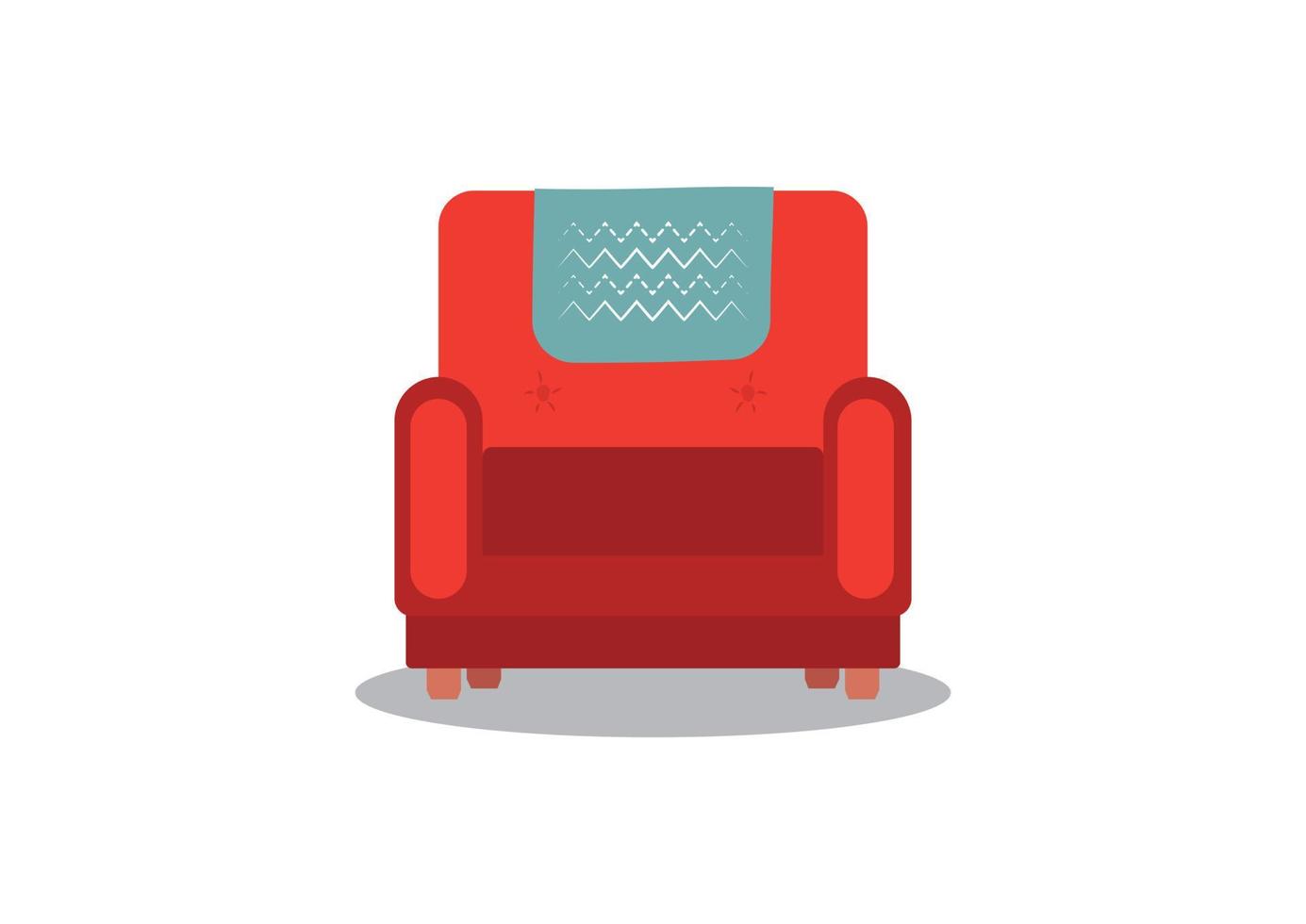 Red armchair in retro style vector illustration