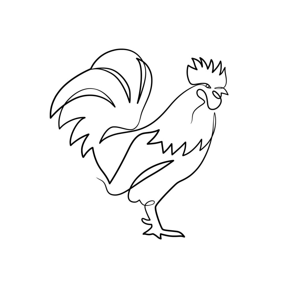 Continuous line drawing of rooster chicken animal farm 11873645 Vector