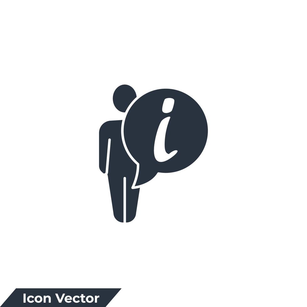 information icon logo vector illustration. stand people and information symbol template for graphic and web design collection