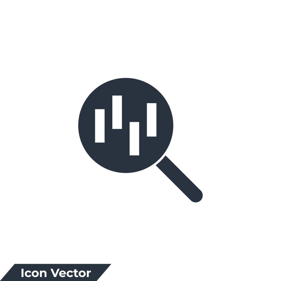ilustración de vector de logotipo de icono de análisis. lupa con plantilla de símbolo de gráfico de barras para la colección de diseño gráfico y web