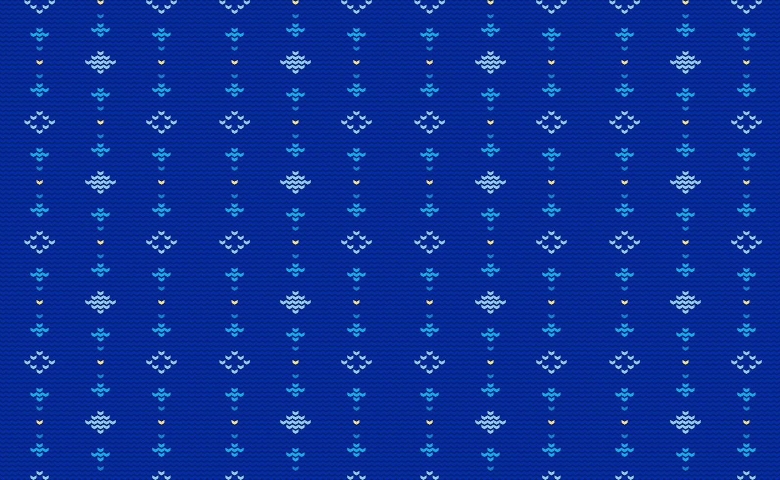 Knitted ethnic pattern, Vector embroidery chevron background, Cross stitch element style, Blue and yellow pattern oriental line, Design for textile, fabric, clothing, wrapping