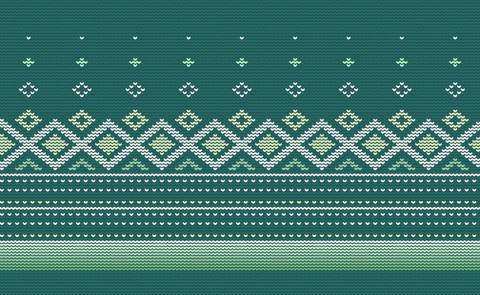 Knitted ethnic pattern, Vector cross stitch chevron background, Embroidery element african style, White and green pattern beautiful native, Design for textile, fabric, backdrop, rug