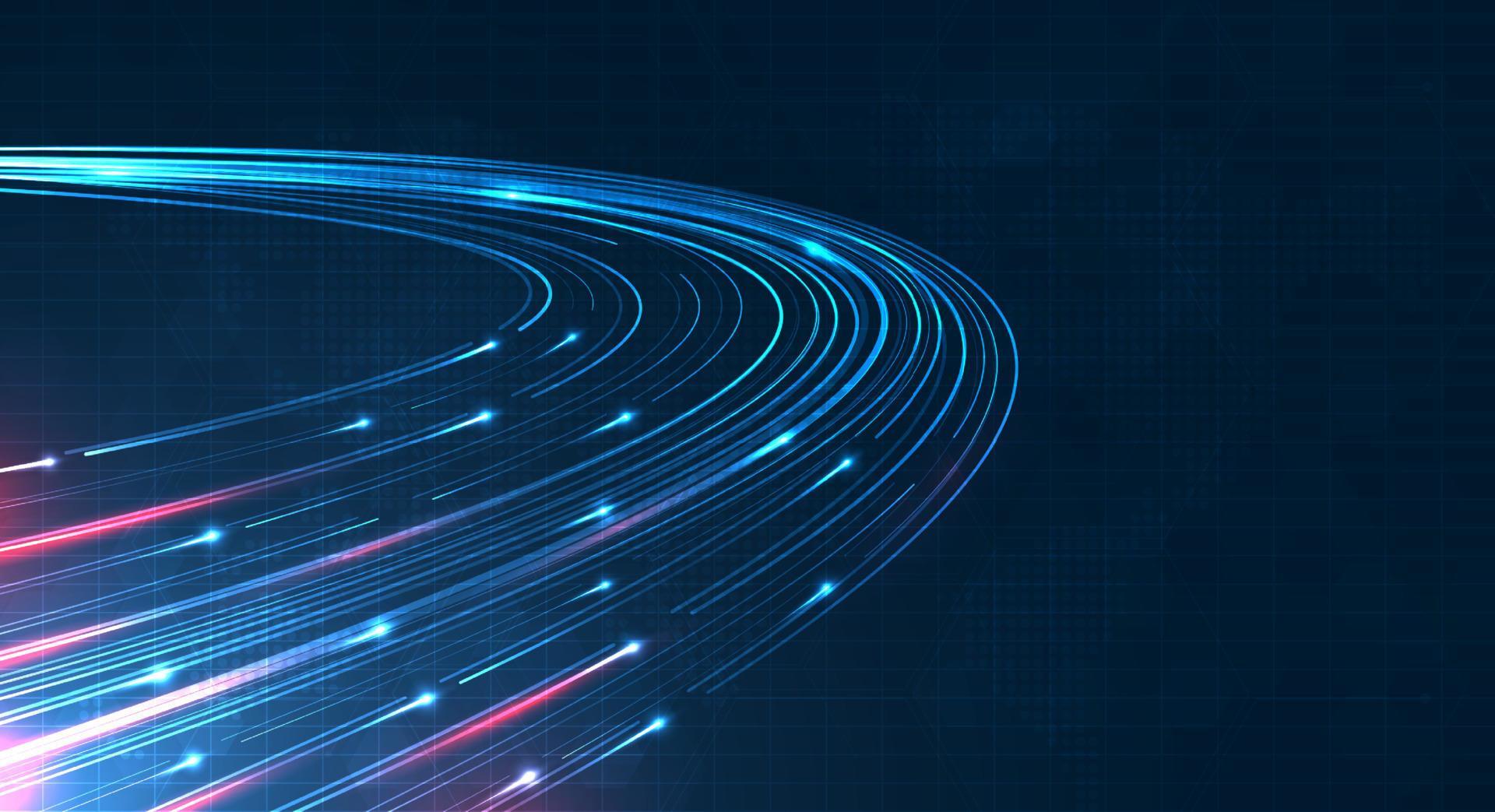 Blue light streak, fiber optic, speed line, futuristic background for