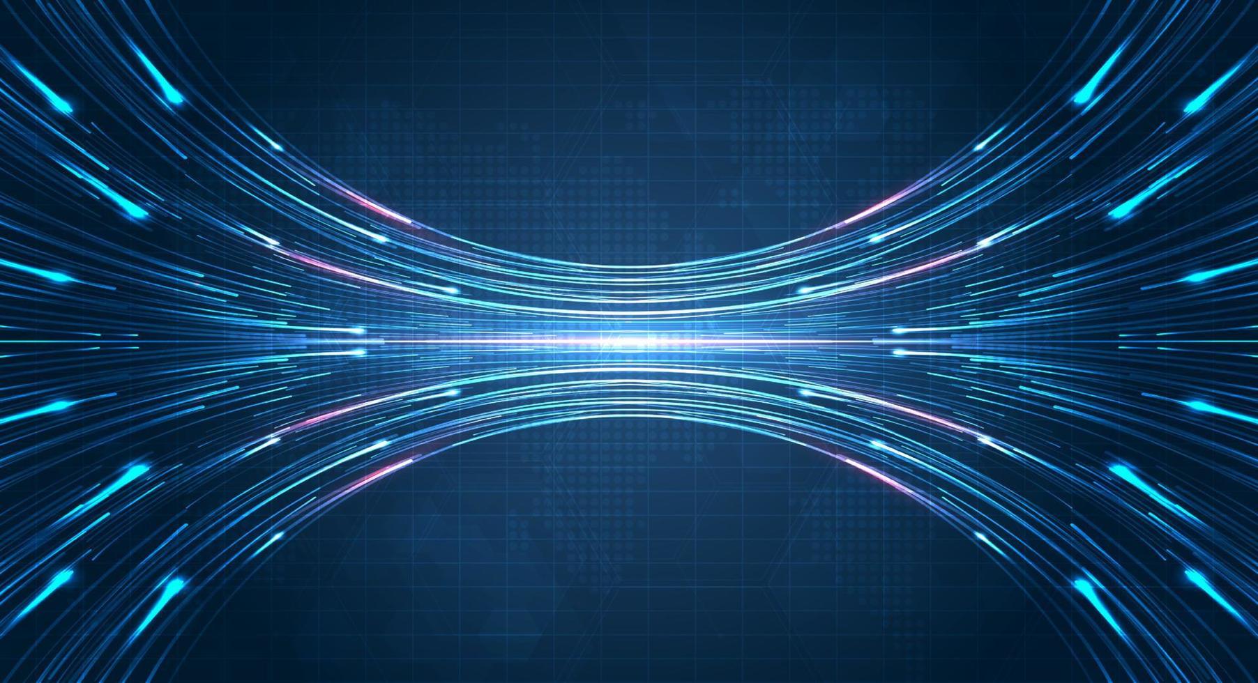 racha de luz azul, fibra óptica, línea de velocidad, fondo futurista para la transmisión inalámbrica de datos de tecnología 5g o 6g, Internet de alta velocidad en abstracto. concepto de red de Internet. diseño vectorial vector