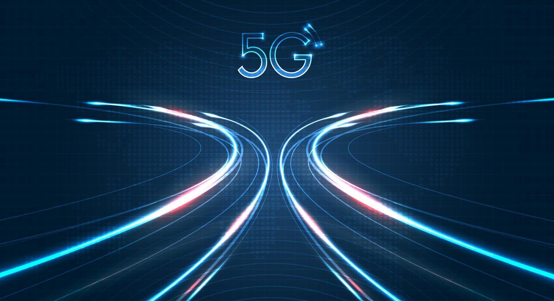 Blue light streak, fiber optic, speed line, futuristic background for 5g or 6g technology wireless data transmission, high-speed internet in abstract. internet network concept. vector design
