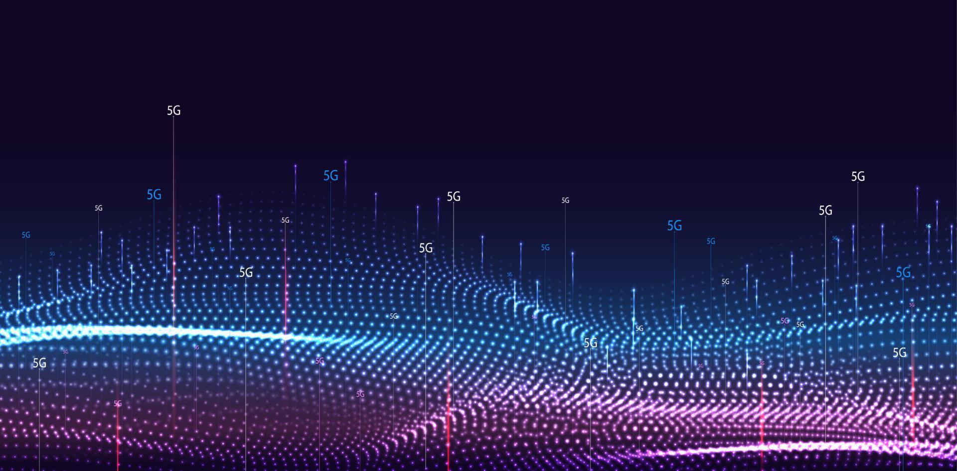 Tecnología móvil de línea de puntos 5g o 6g. concepto de tecnología de conexión y red de datos inalámbricos. fondo futurista de alta velocidad. diseño vectorial vector