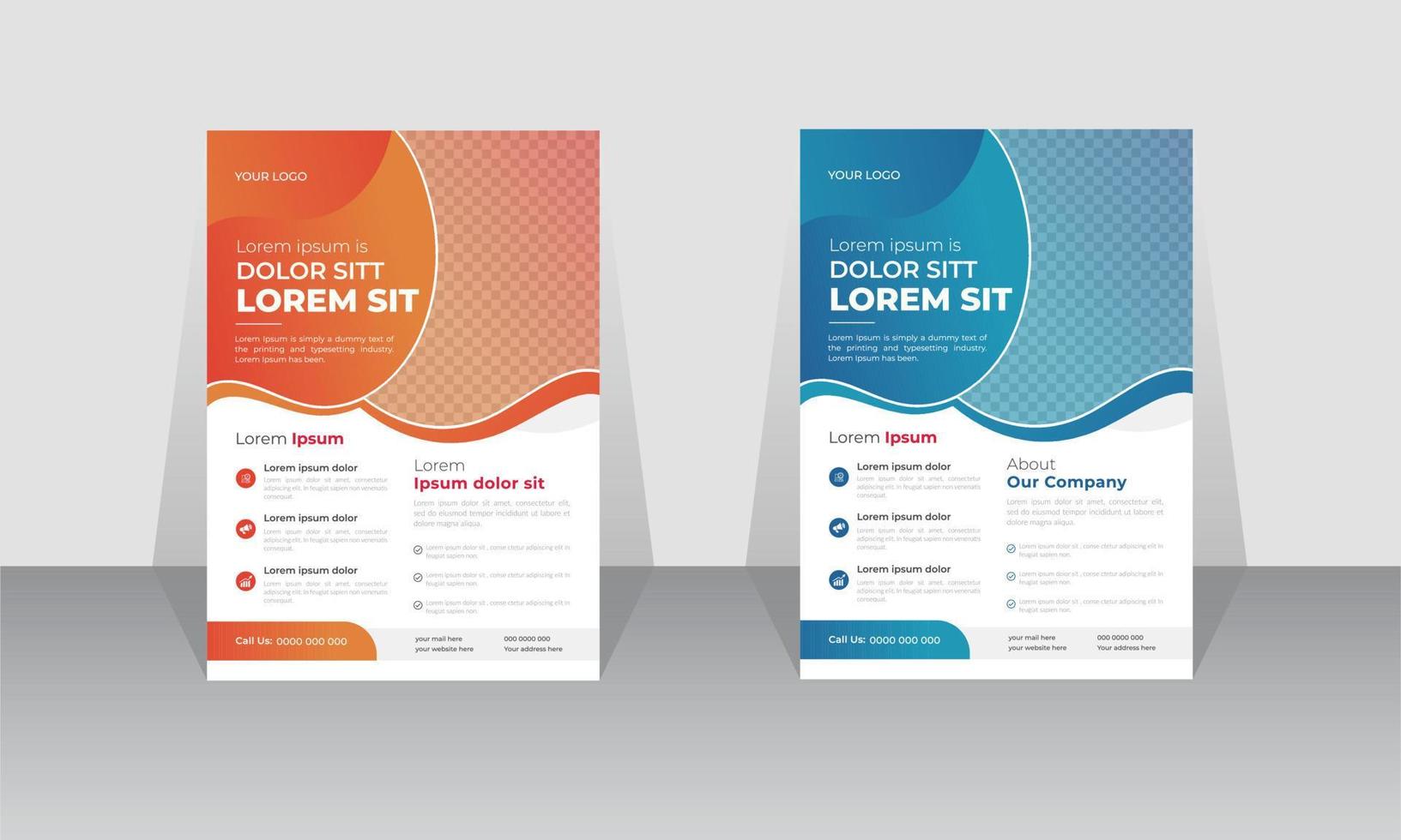 Modern flyer layout template with an A4 format, corporate business advertising vector abstract design, annual report, or leaflet.