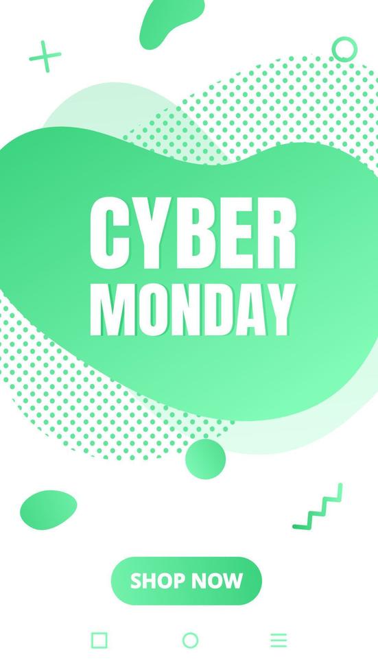 Modern liquid abstract special offer price sign CYBER MONDAY text gradient flat style design fluid vector colorful vector illustration banner simple shape advertising big sale or clearance symbol.