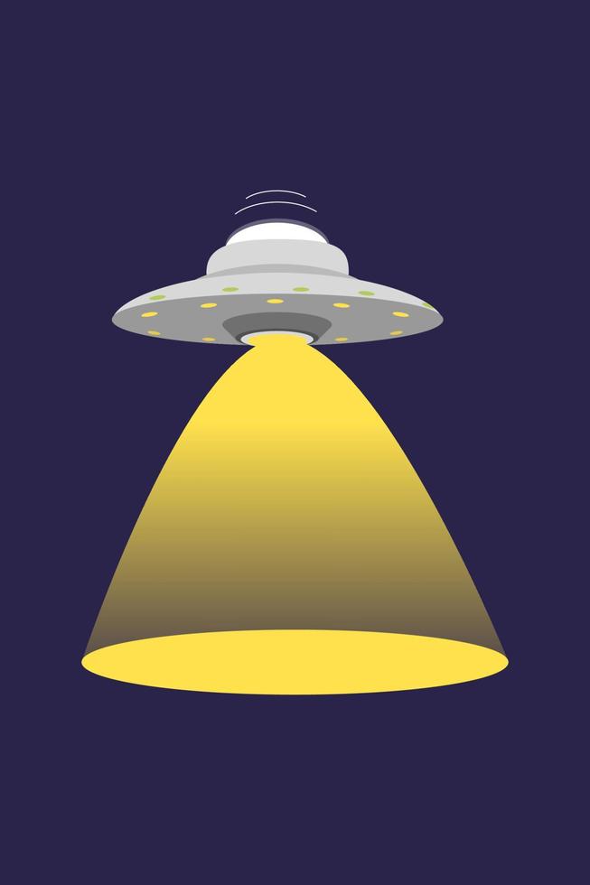 UFO spaceship. Cosmic spacecraft in the night. Space ship. Vector illustration