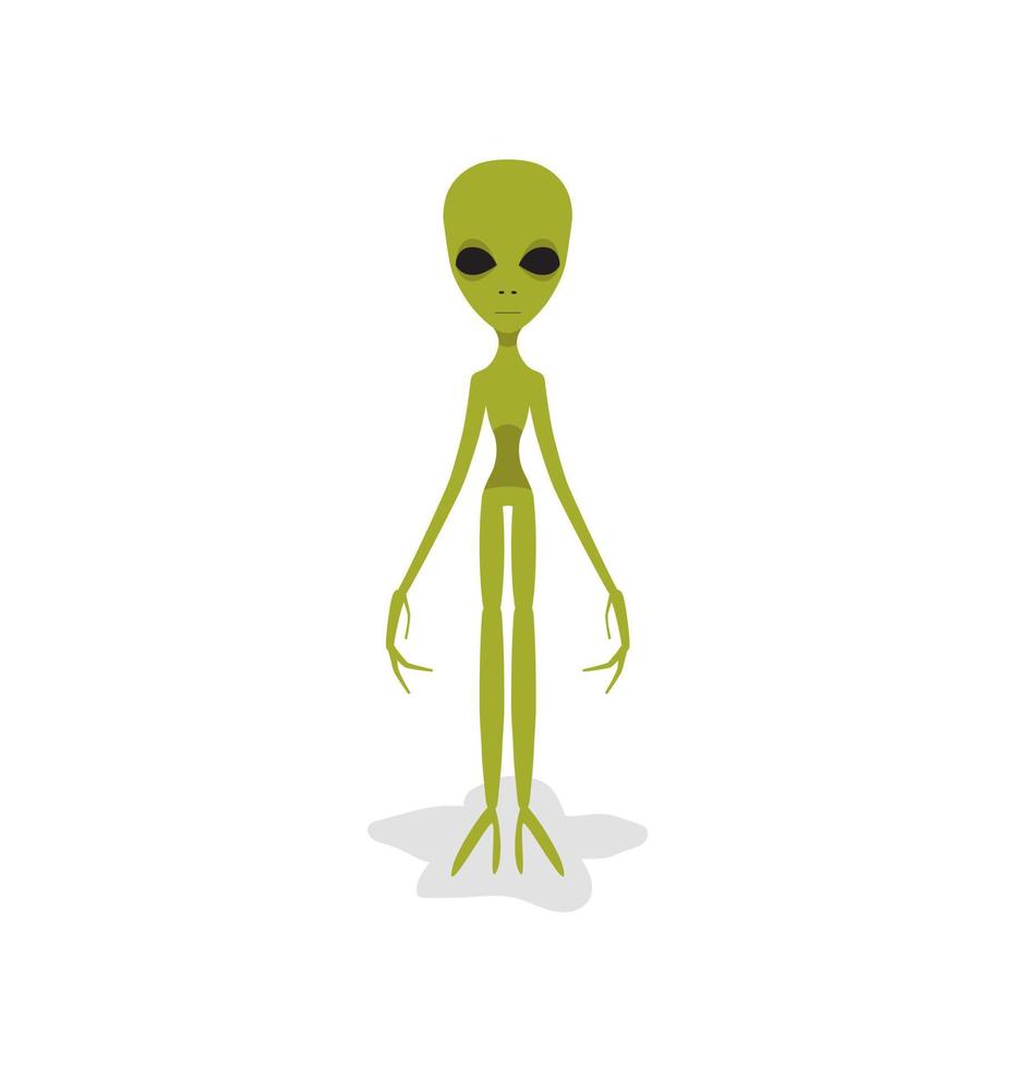 Alien, standing with his hands down. Vector illustration isolated on a white background