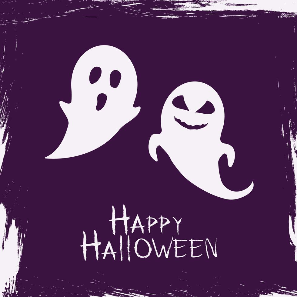 Happy halloween card with ghosts in grunge style vector