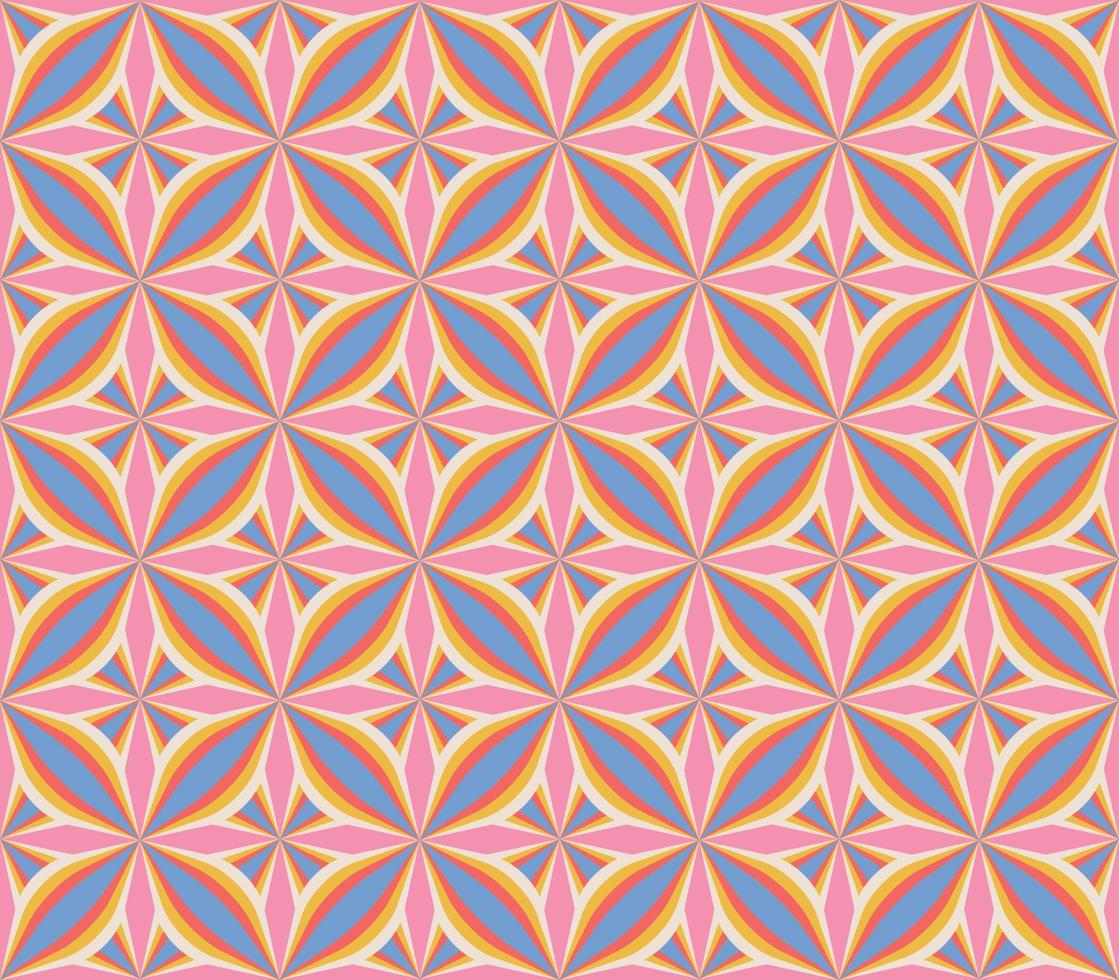 70s Retro Seamless Pattern in Groovy 60s vintage style and Aesthetic. Simple repeatable vector illustration.