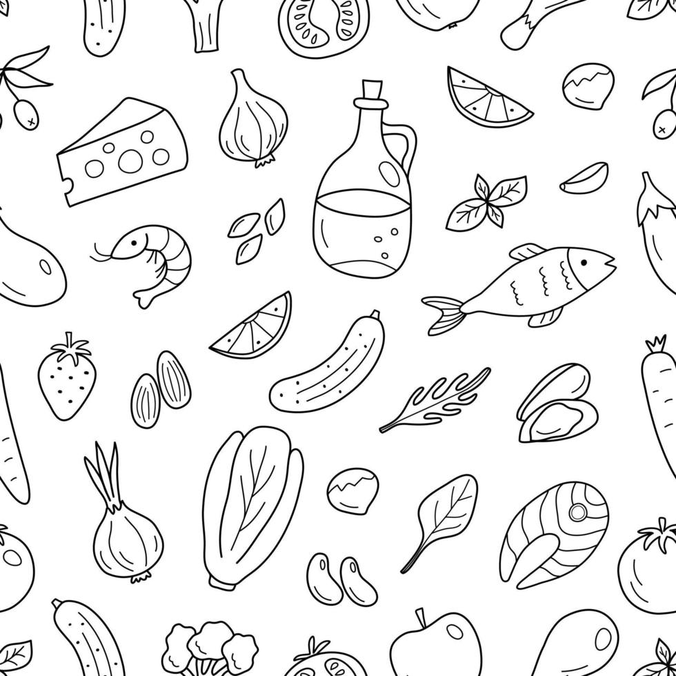 Seamless pattern with natural products on a white background. vector