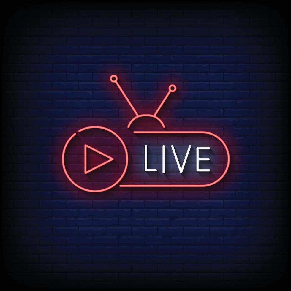 Neon Sign live with Brick Wall Background vector