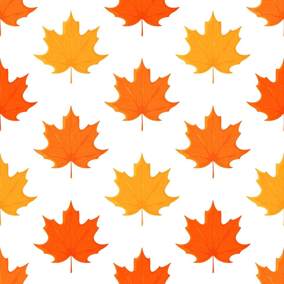 Vector illustration of maple leaf pattern. Endless pattern of colorful leaves.