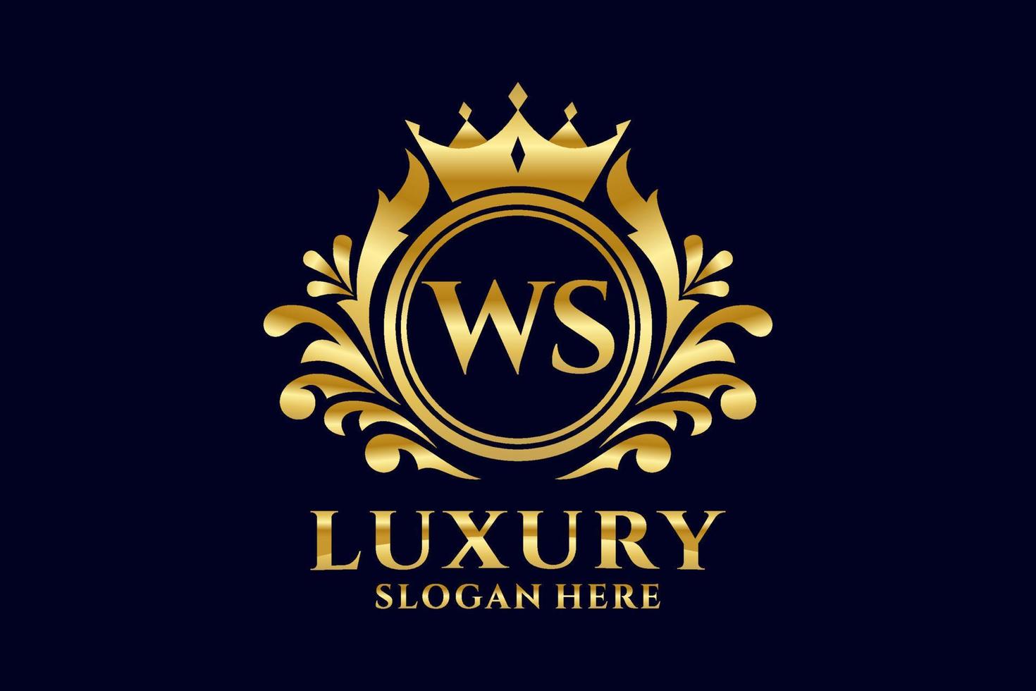 Initial WS Letter Royal Luxury Logo template in vector art for luxurious branding projects and other vector illustration.