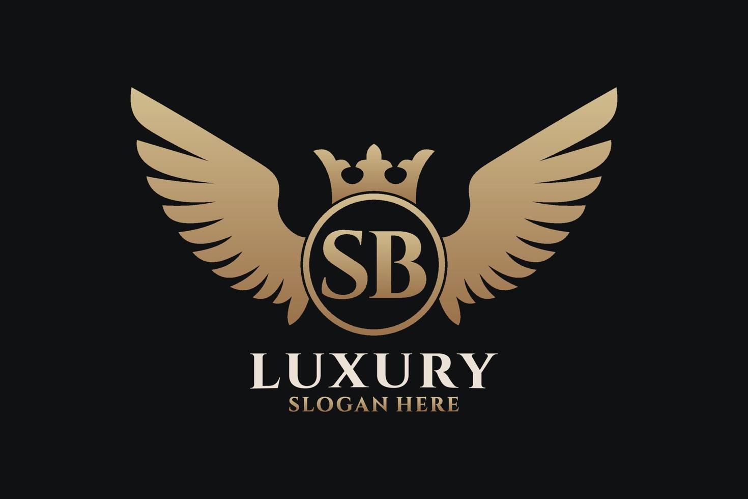 Luxury royal wing Letter SB crest Gold color Logo vector, Victory logo, crest logo, wing logo, vector logo template.