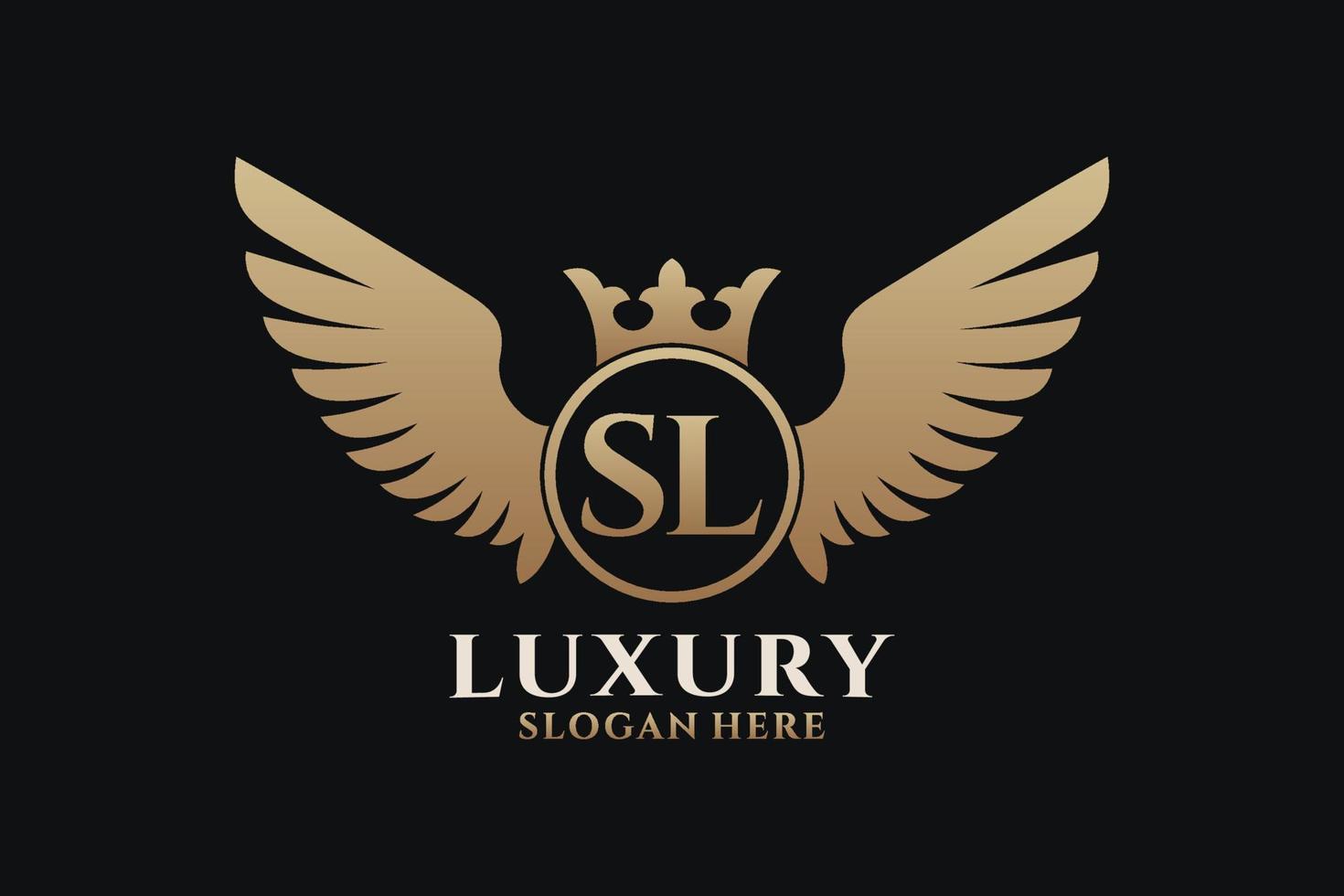 Luxury royal wing Letter SL crest Gold color Logo vector, Victory logo, crest logo, wing logo, vector logo template.