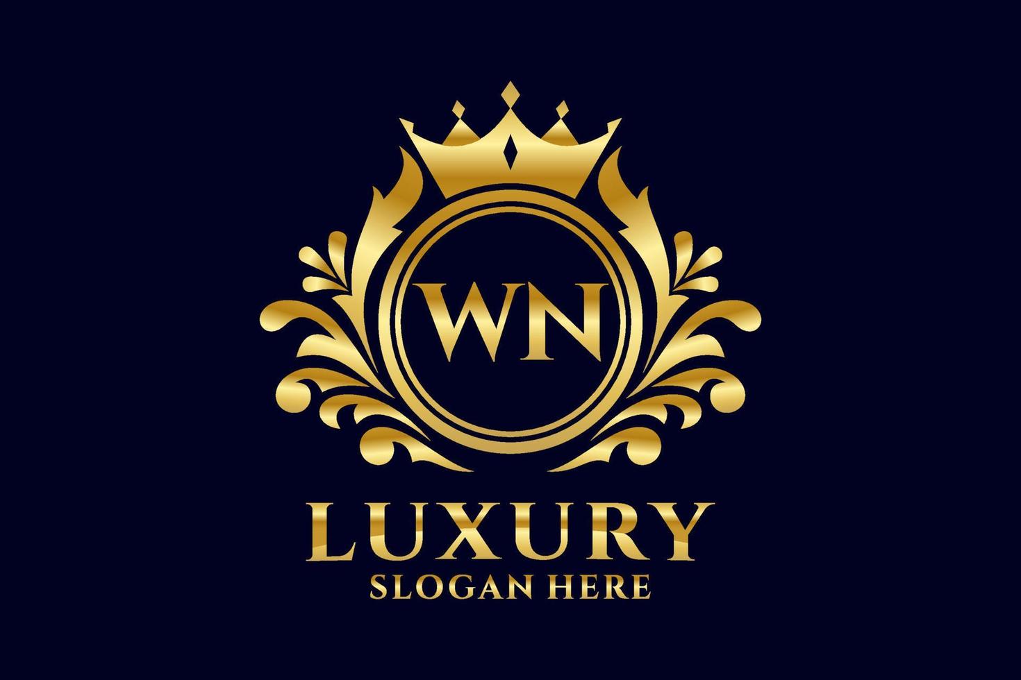 Initial WN Letter Royal Luxury Logo template in vector art for luxurious branding projects and other vector illustration.