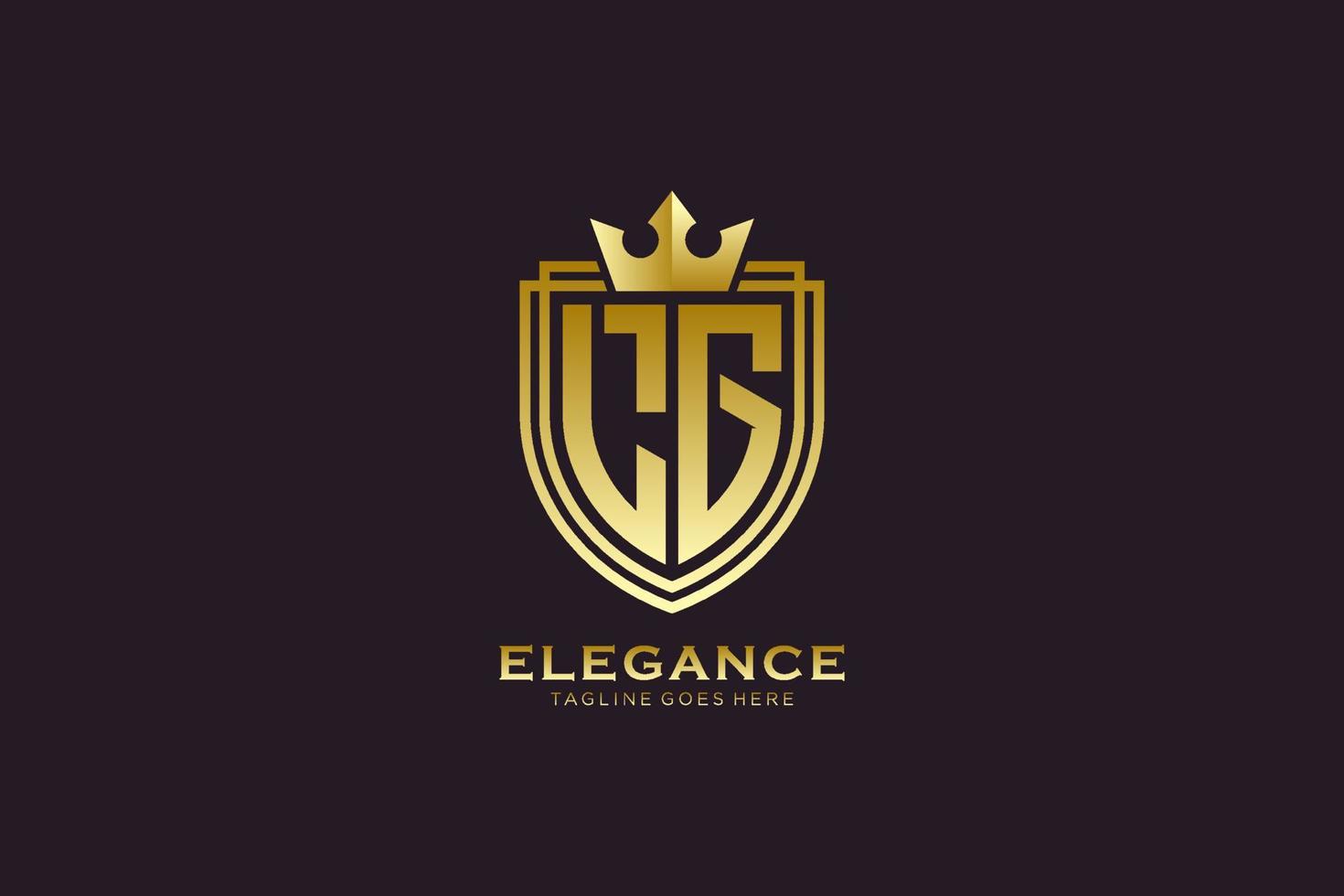 initial LG elegant luxury monogram logo or badge template with scrolls and royal crown - perfect for luxurious branding projects vector