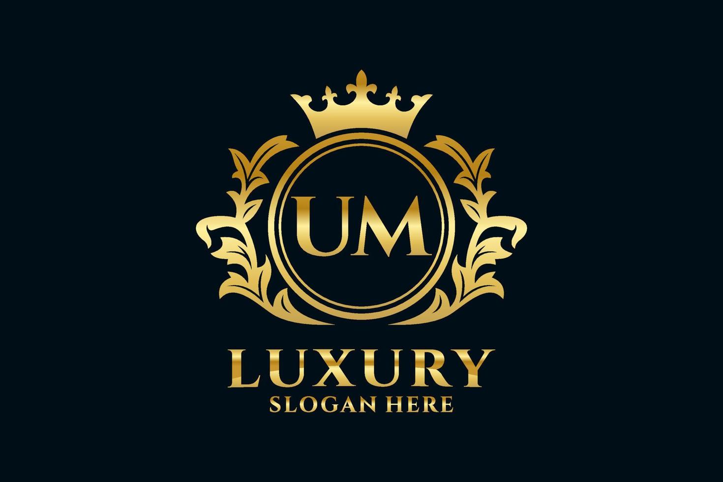 Initial UM Letter Royal Luxury Logo template in vector art for luxurious branding projects and other vector illustration.